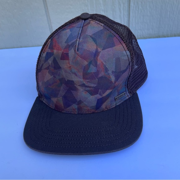 prAna Vista Trucker Hat mens Cumin Hex Geometric Mesh Back Adjustable‎ Snapback - Picture 1 of 12